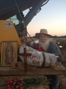 Catholic Worker Bob Waldrop, 60, locked to Keystone construction equipment on May 13, 2013.