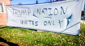 A Silver Spring, Md. church with a large immigrant population was vandalized with racist messages, Saturday, Nov. 12, 2016. (Courtesy Robert Harvey, Episcopal Church of Our Savior)